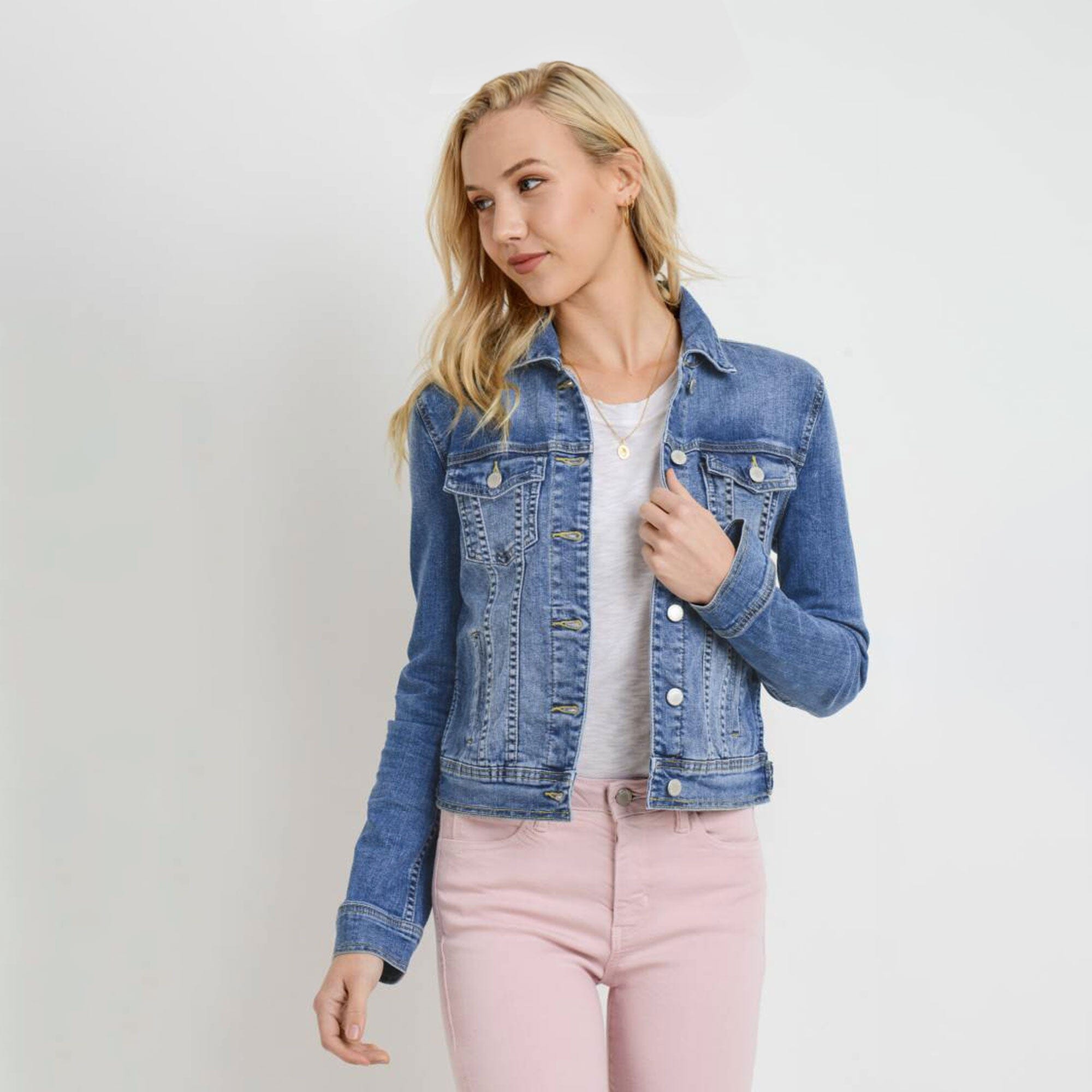 Womens Oversized Denim Jacket in Light Blue - China Denim Jacket and Metal  Button price | Made-in-China.com
